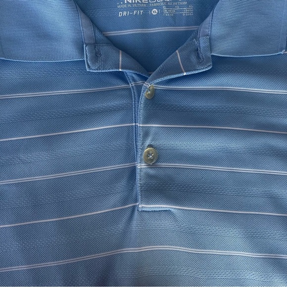 Nike Golf Dri fit men’s XL collard golf shirt blue and white striped great cond - Picture 5 of 6